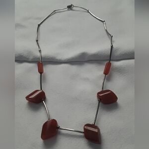 Vintage liquid silver Carnelian necklace marked 925